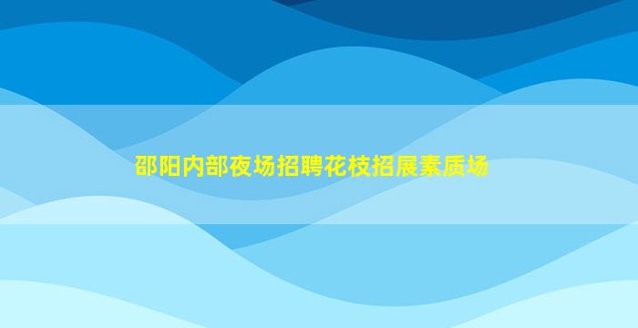 邵阳内部夜场招聘花枝招展素质场